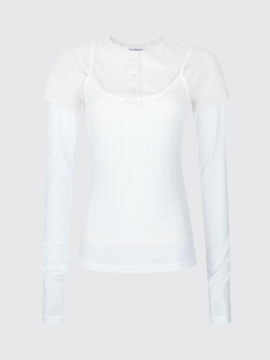26FW 아크네 스튜디오 레이어드 로고 티셔츠 AL0556 6D8 WHITE DOM - ACNE STUDIOS
