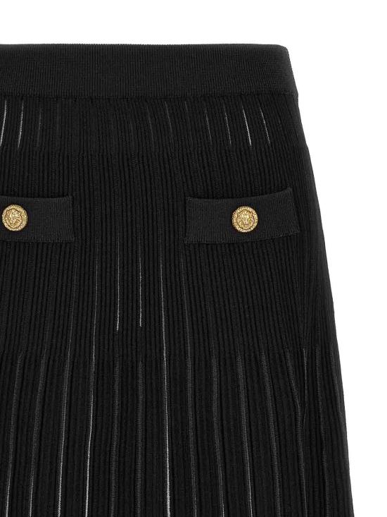 26FW 발망 미디 스커트 HF1LBB53KK100PA BLACK - BALMAIN