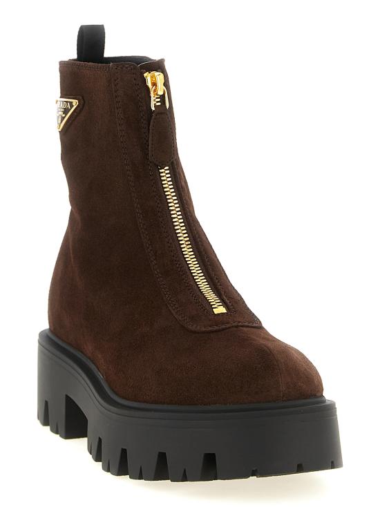 26FW 프라다 레더 지퍼 부티 1T328OF050054F0003 Brown - PRADA