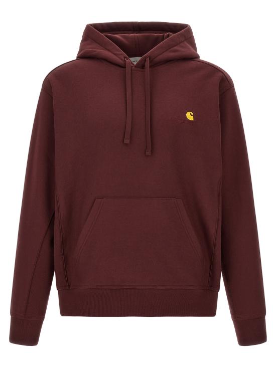 26FW 칼하트 WIP 후드 아메리칸 스크립트 스웨트셔츠 I028279826XX Bordeaux