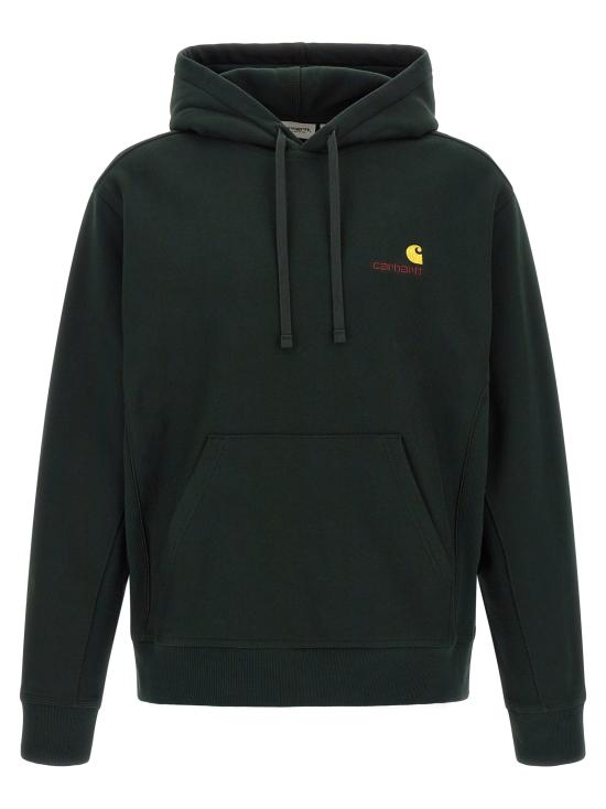 26FW 칼하트 WIP 후드 아메리칸 스크립트 스웨트셔츠 I0282793T6XX Green
