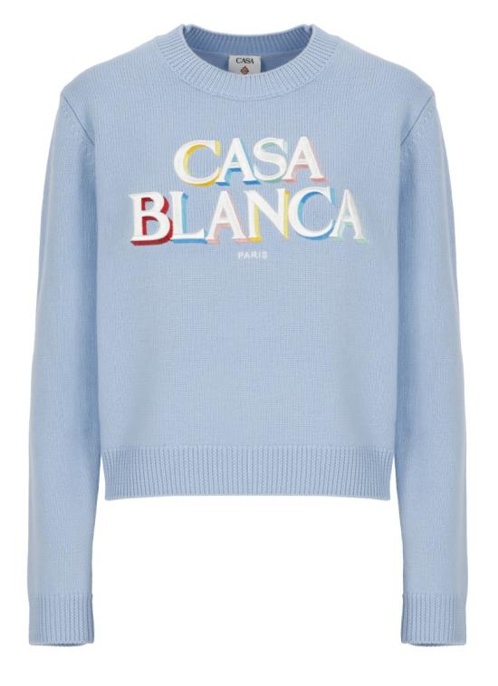 26FW 카사블랑카 니트웨어 WAW26KW143501MERINO STACKED LOGO Blue