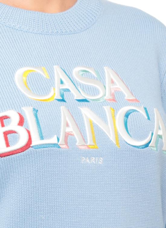26FW 카사블랑카 니트웨어 WAW26KW143501MERINO STACKED LOGO Blue - CASABLANCA