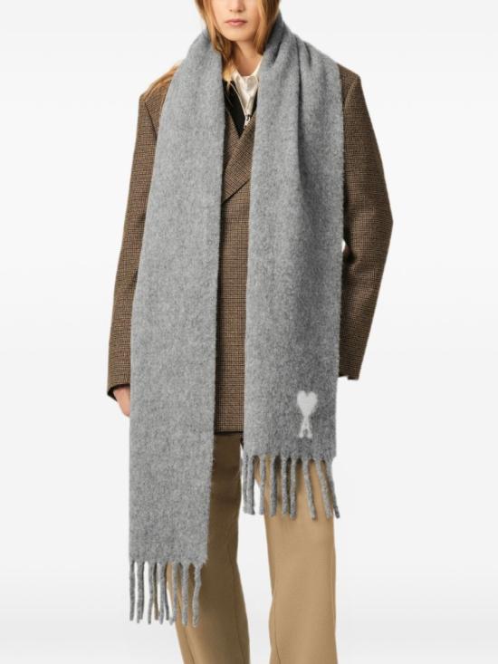 26FW 아미 알파카 아미 드 꾀흐 스카프 USF673 AW0004 095 Grey - AMI
