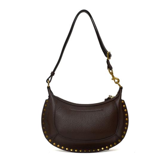 26FW 이자벨마랑 오스칸 문 풀 그레인 레더 스터드 바게트 숄더백 PP0003FAD1C04M Brown - ISABEL MARANT