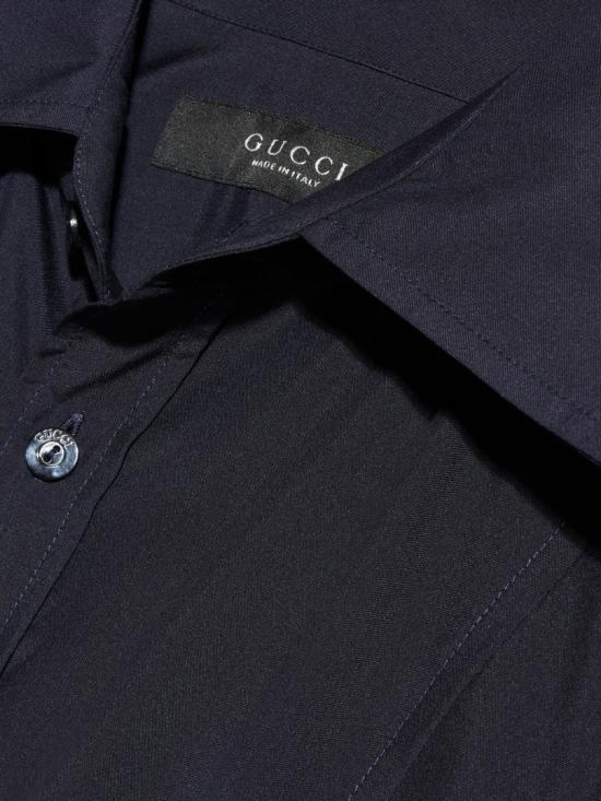 26FW 구찌 실크 포플린 셔츠 실크 포플린 셔츠 A007YM ZAVRW Blue - GUCCI