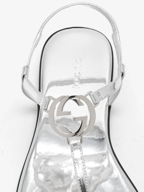 26FW 구찌 메탈릭 레더 샌들 874699 AAGNM Silver - GUCCI