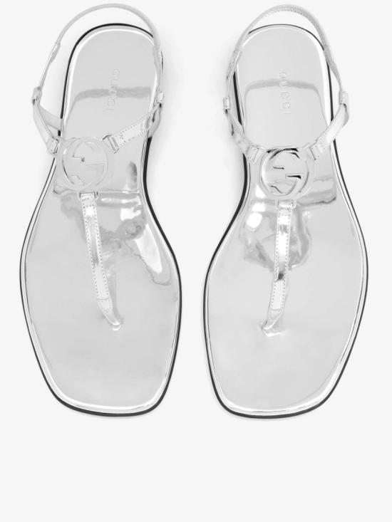 26FW 구찌 메탈릭 레더 샌들 874699 AAGNM Silver - GUCCI