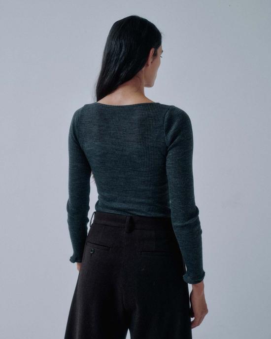  사야카 다비스 뉴욕 스웨터 사야카 데이비스 뉴욕 서큘러 립 크루넥 헤더 그레이 - SAYAKA DAVIS NEW YORK