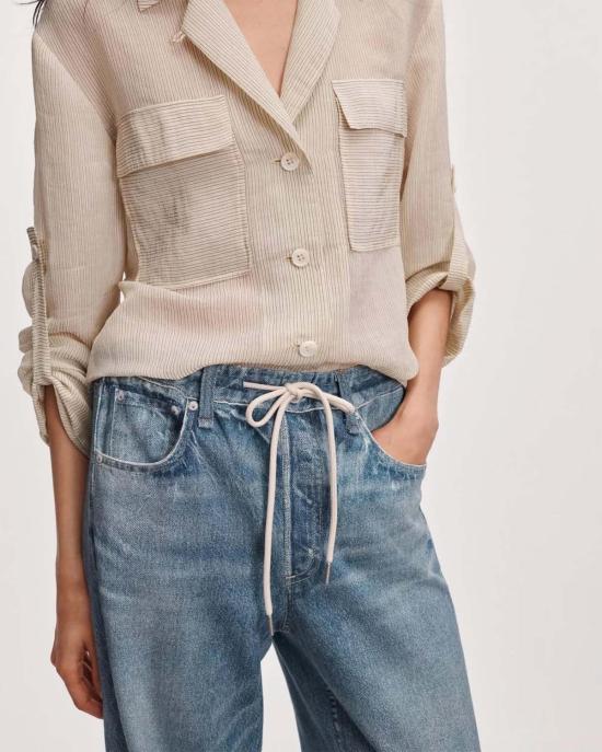  랙앤본 데님 팬츠 Rag & Bone Rb Miramar 드로스트링 와이드 레그 팬츠 엘리스 - RAG & BONE