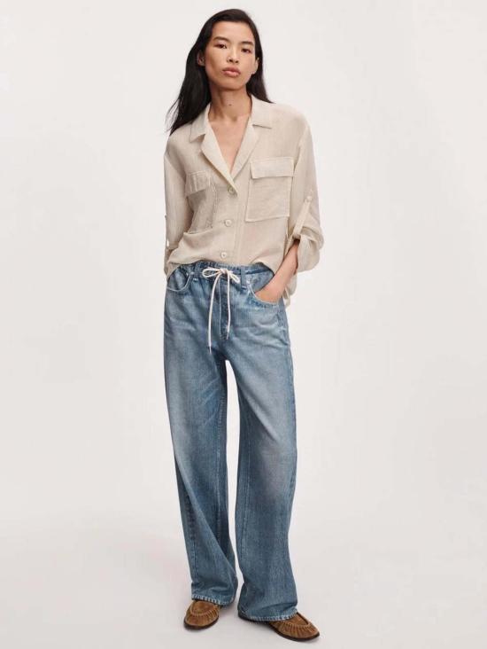  랙앤본 데님 팬츠 Rag & Bone Rb Miramar 드로스트링 와이드 레그 팬츠 엘리스 - RAG & BONE