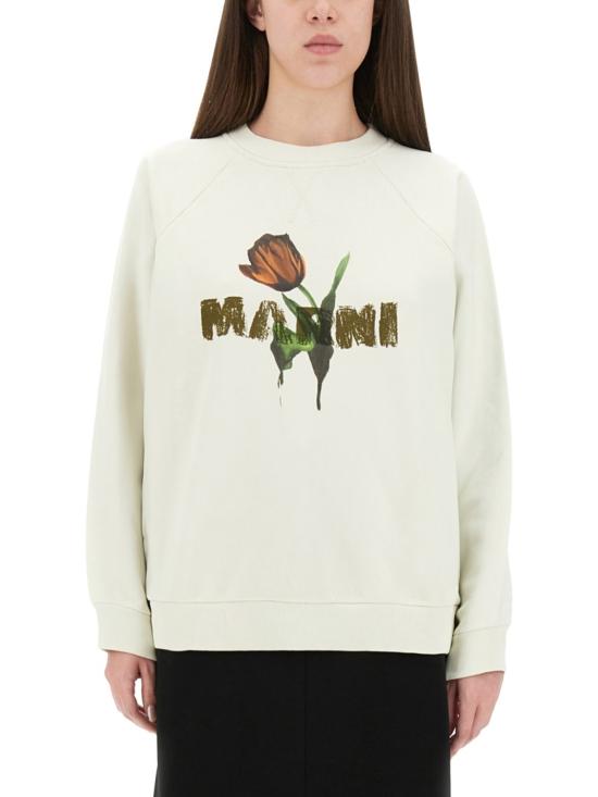  마르니 스웨터 튤립 프린트 코튼 스웨트셔츠 화이트 - MARNI