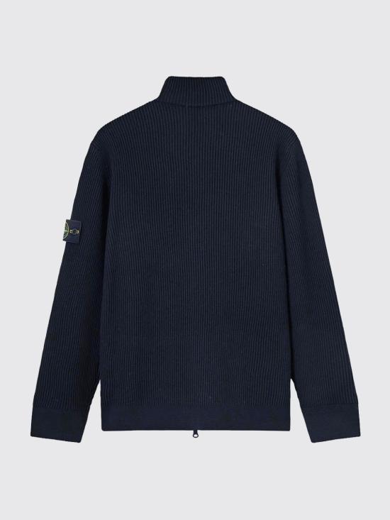 26FW 스톤 아일랜드 와펜 패치 터틀넥 니트 집업 5100017S00C2 V0020 Blue - STONE ISLAND