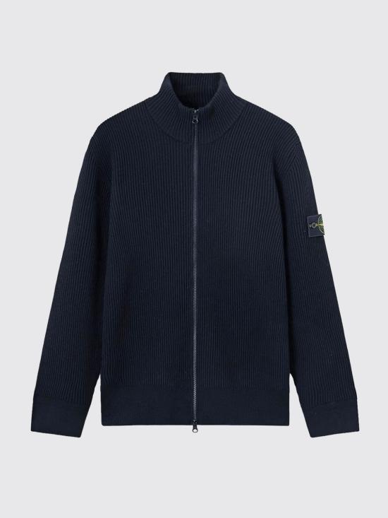 26FW 스톤 아일랜드 와펜 패치 터틀넥 니트 집업 5100017S00C2 V0020 Blue - STONE ISLAND