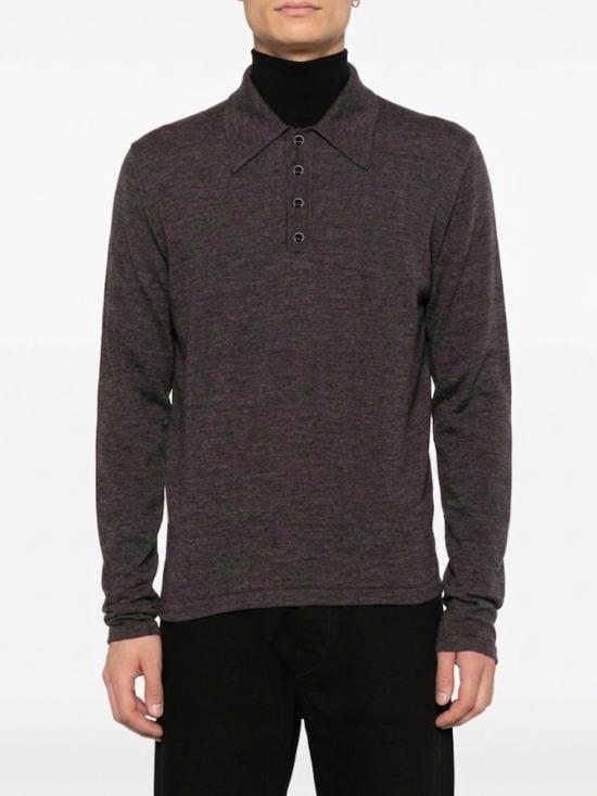 26FW 르메르 파인 물리네 메리노 울 롱슬리브 폴로 스웨터 TS0031LK1072 BR528 Brown - LEMAIRE