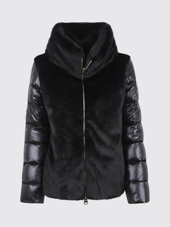 26FW 에르노 울트라라이트 나일론 & 레이디 얼터너티브 퍼 케이프 PI002017D12017Z 9300 Black - HERNO