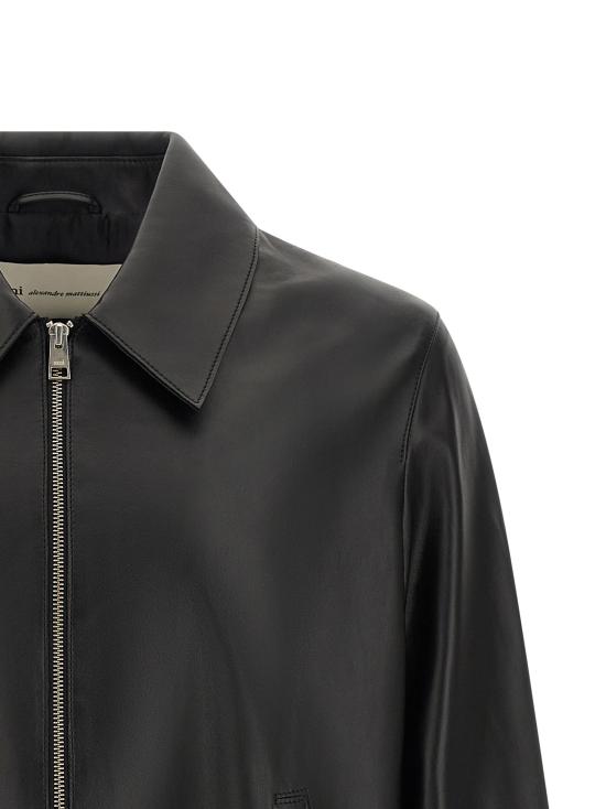 26FW 아미 가죽 자켓 HJK954LH0068001 Black - AMI