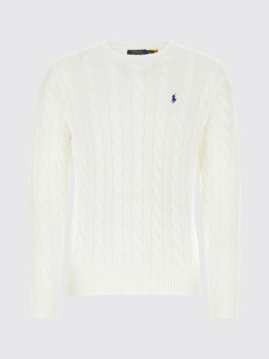 26FW 폴로 랄프로렌 로고 자수 케이블 니트 스웨터 710775885 033 White - POLO RALPH LAUREN