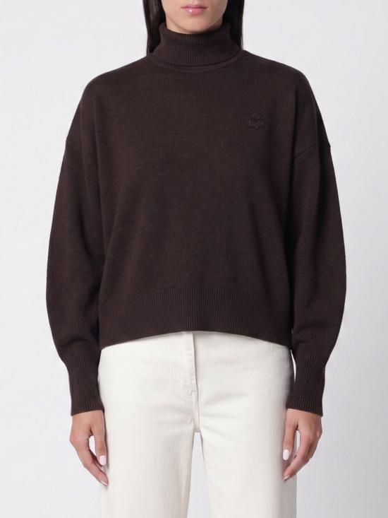 26FW 이자벨마랑에뚜왈 나샤 울 코튼 스탠드업 칼라 스웨터 PU0663FAC1L17E 50CL Brown