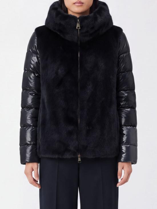 26FW 에르노 울트라라이트 나일론 & 레이디 얼터너티브 퍼 케이프 PI002017D12017Z 9200 Navy