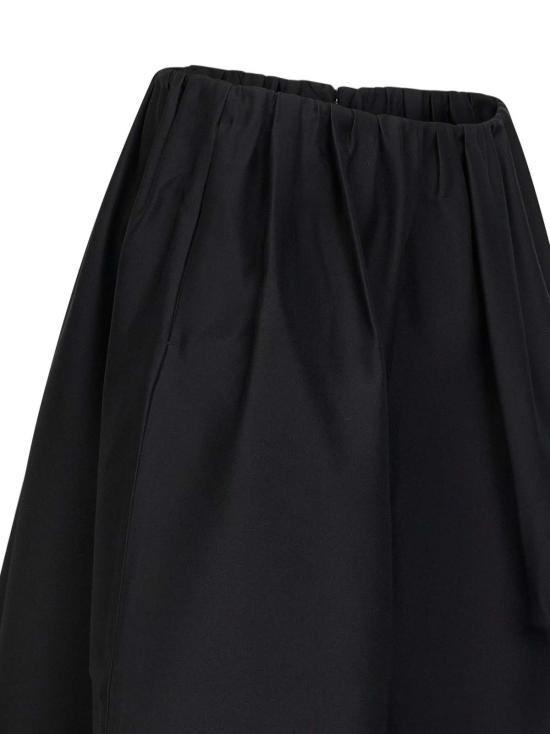  토템 롱 스커트 울 앤 실크 개더 미디 스커트 블랙 - TOTEME