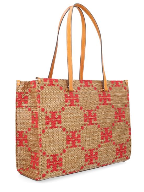  토리버치 가방 T 모노그램 스트로 핸드백 베이지 - TORY BURCH