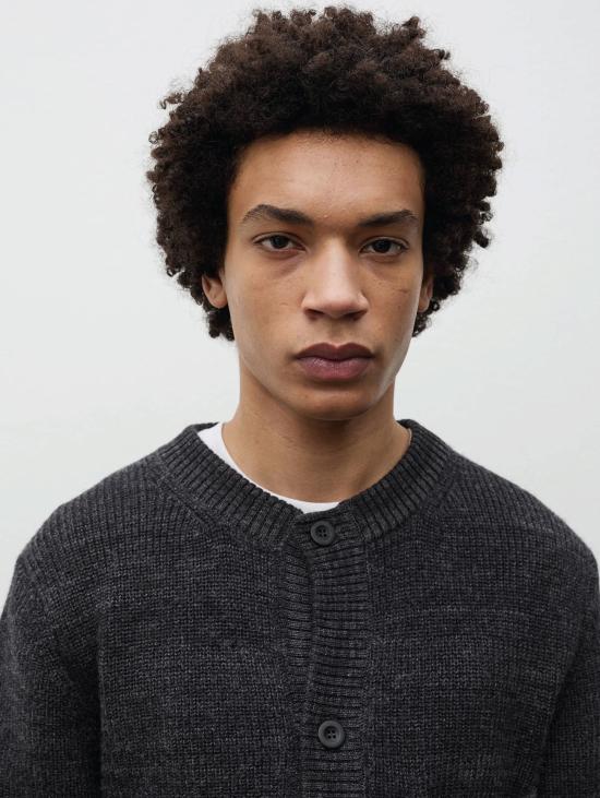 26FW 노스프로젝트 스웨터 Lana e Cotone Grigio Melange 소재의 카디건 지로콜로 - NORSE PROJECTS