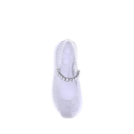 26FW 지미추 플랫 슈즈 젤리 발레리나 발레 플랫 화이트 - JIMMY CHOO