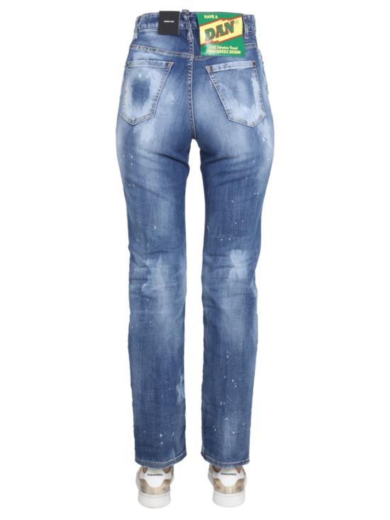 디스퀘어드2 데님 팬츠 Dsquared2 데님 진 코튼 엘라스테인 블루 - DSQUARED2