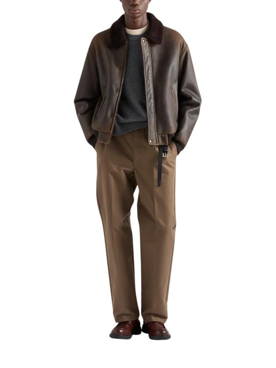 26FW 프라다 시어링 레더 칼라 집업 가죽 자켓 UPW6296264 F0003 BROWN - PRADA