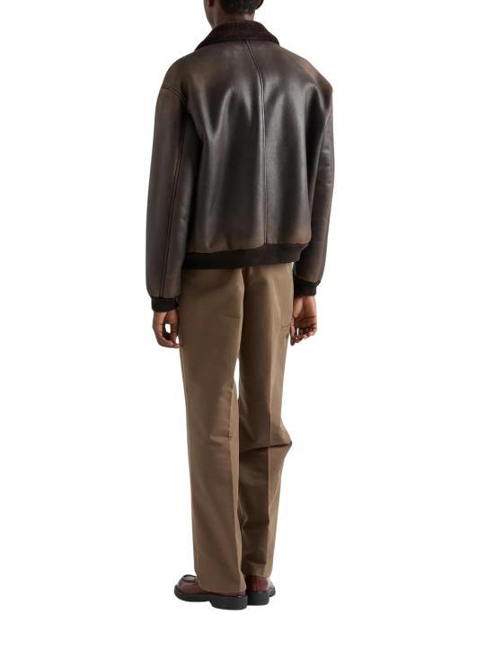 26FW 프라다 시어링 레더 칼라 집업 가죽 자켓 UPW6296264 F0003 BROWN - PRADA