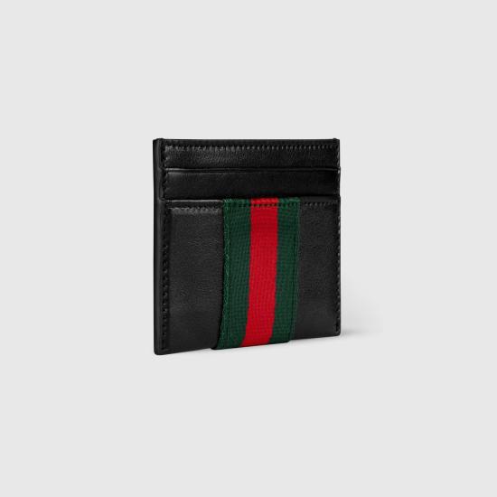 26FW 구찌 웹 트레이드마크 카드 케이스 867277AAGIT1053 Black - GUCCI