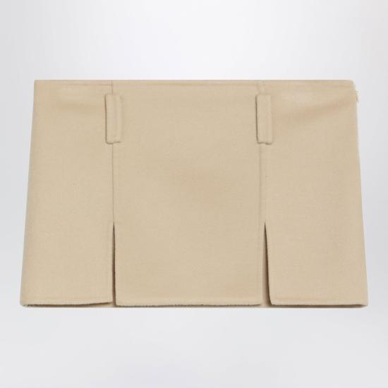26FW 미우미우 슬릿 울 캐시미어 미니 스커트 MG2750OOO15Q8 F0K57 BEIGE