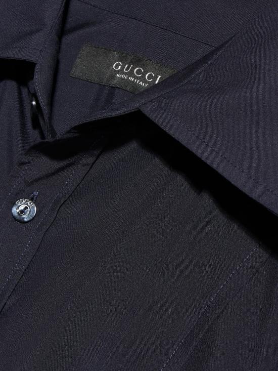 26FW 구찌 실크 포플린 셔츠 A007YMZAVRW 4440 BLUE - GUCCI