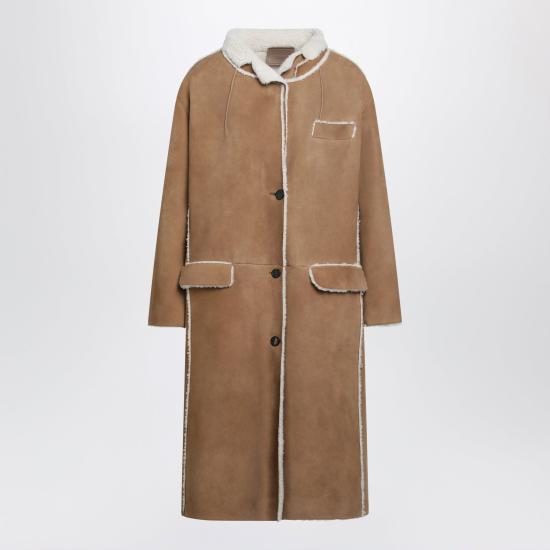26FW 프라다 카멜 시어링 롱 코트 56A259OOO1ZXR F0BH2 BEIGE