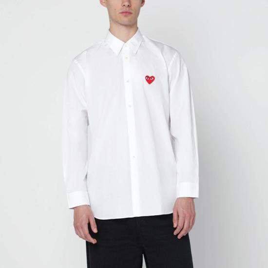 26FW 꼼데가르송 레드하트 와펜 셔츠 AXB002051CO WHT WHITE