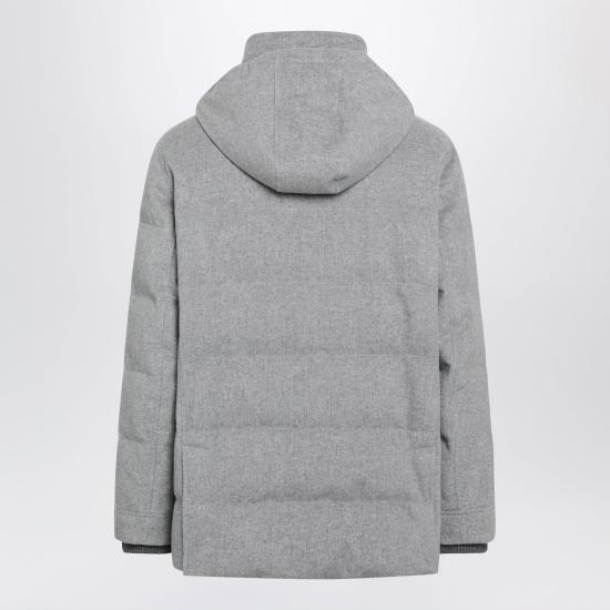 26FW 브루넬로 쿠치넬리 본디드 울 플란넬 탈부착 후드 다운 자켓 MM4701823WO CF427 GREY - BRUNELLO CUCINELLI