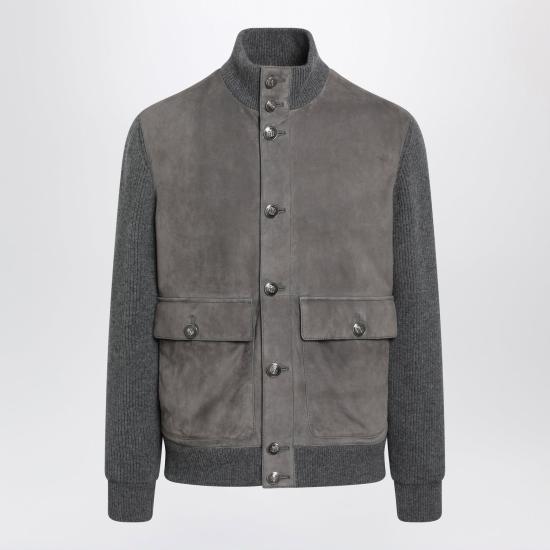 26FW 브루넬로 쿠치넬리 레더 봄버 자켓 MPCLF1955LE CWP86 GREY