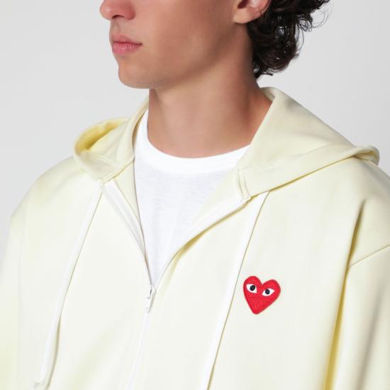 26FW 꼼데가르송 레드 하트 후드 집업 AXT172051CO IV WHITE - COMME DES GARCONS