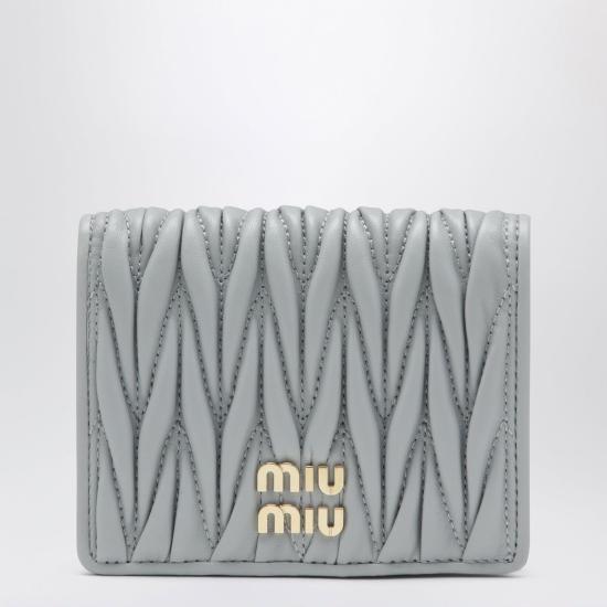26FW 미우미우 마테라쎄 나파 가죽 반지갑 5MV204AFPP F0164 GREY