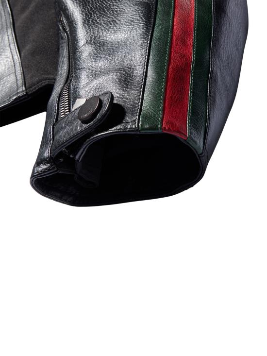 26FW 구찌 웹 디테일 레더 바이커 자켓 874158XNBDW 1060 BLACK - GUCCI