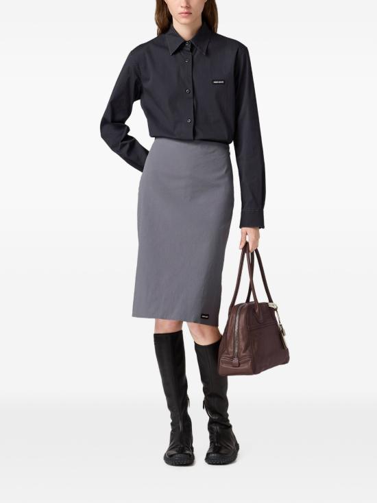 26FW 미우미우 스트레치 포플린 스커트 MG2776OOO6472 F0D65 GREY - MIU MIU