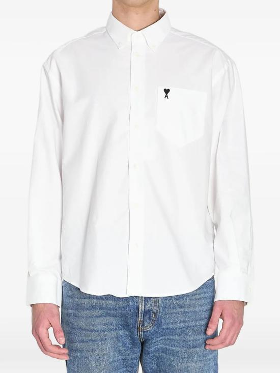 26FW 아미 스몰 하트 로고 박시 자수 셔츠 HSH822CO0031 168 WHITE
