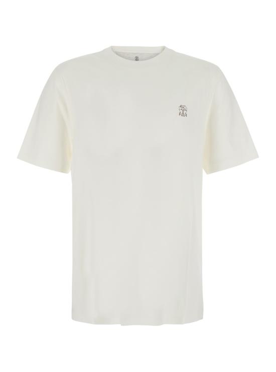26FW 브루넬로 쿠치넬리 코튼 저지 크루넥 티셔츠 M0B138440CJB65 White