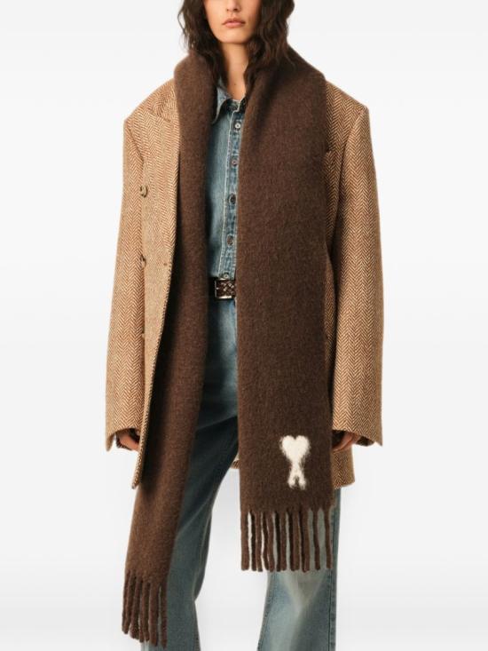 26FW 아미 알파카 아미 드 꾀흐 스카프 USF673 AW0004 2221 Brown - AMI