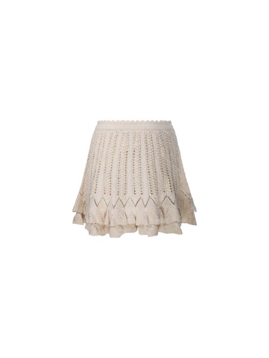 26SS 이자벨마랑에뚜왈 넬 플레어 프릴 코튼 니트 스커트 U0473FA D1L04E 23EC ECRU - ISABEL MARANT ETOILE