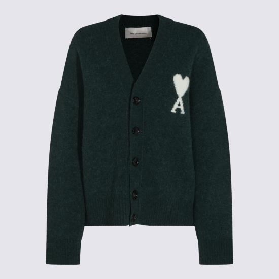 26FW 아미 빅 하트 로고 알파카 니트 가디건 UKC365 KN0135A279 DARK GREEN
