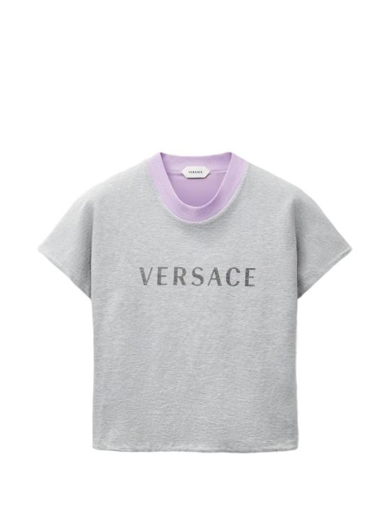 26FW 베르사체 반팔 티셔츠 1026002 1A187322EZ00 LIGHT GREY MEKANGE MAUVE
