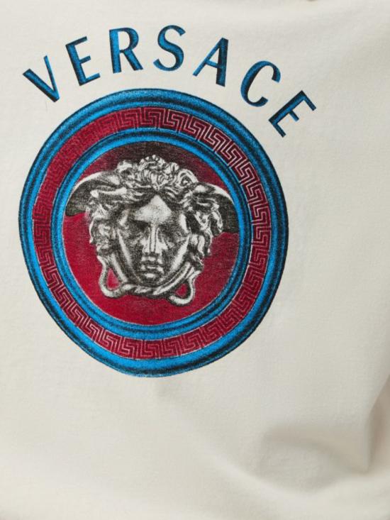 26FW 베르사체 반팔 티셔츠 1025599 1A185022W0K0 DIRTY WHITE BLACK - VERSACE
