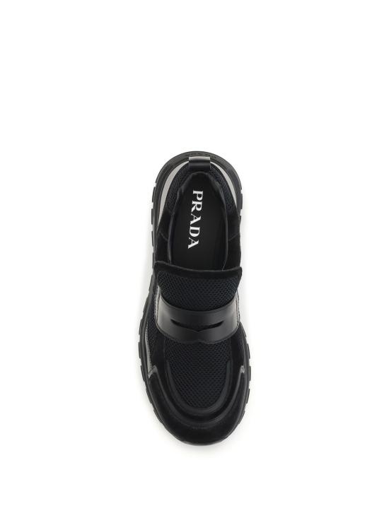 26FW 프라다 프랙스 메시 패브릭 및 가죽 로퍼 2DE163FG0003ZM0 F0002 NERO - PRADA
